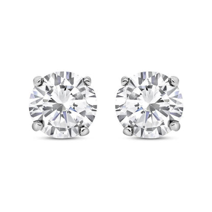 Silver  CZ 4 Claw Solitaire Stud Earrings 12mm 14.00cts - RD12
