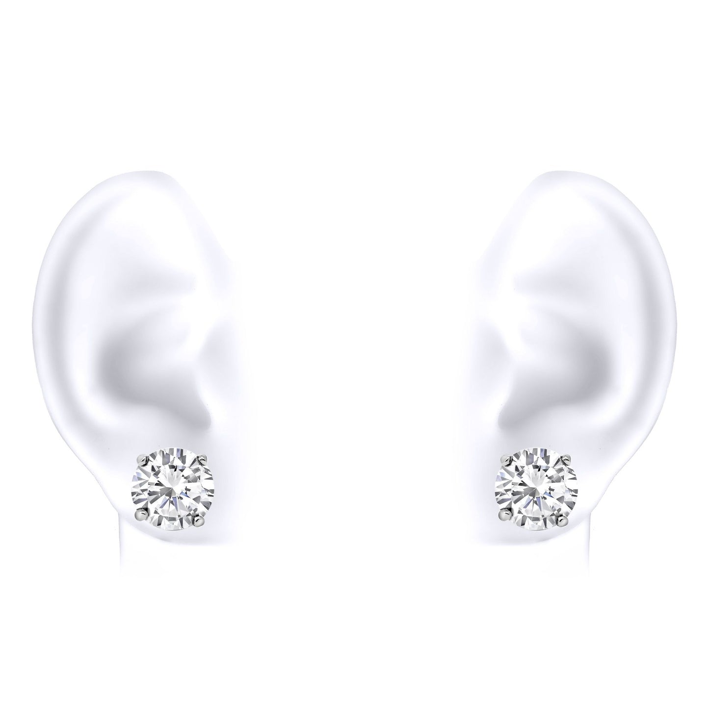 Silver  CZ 4 Claw Solitaire Stud Earrings 13mm 17.00cts - RD13