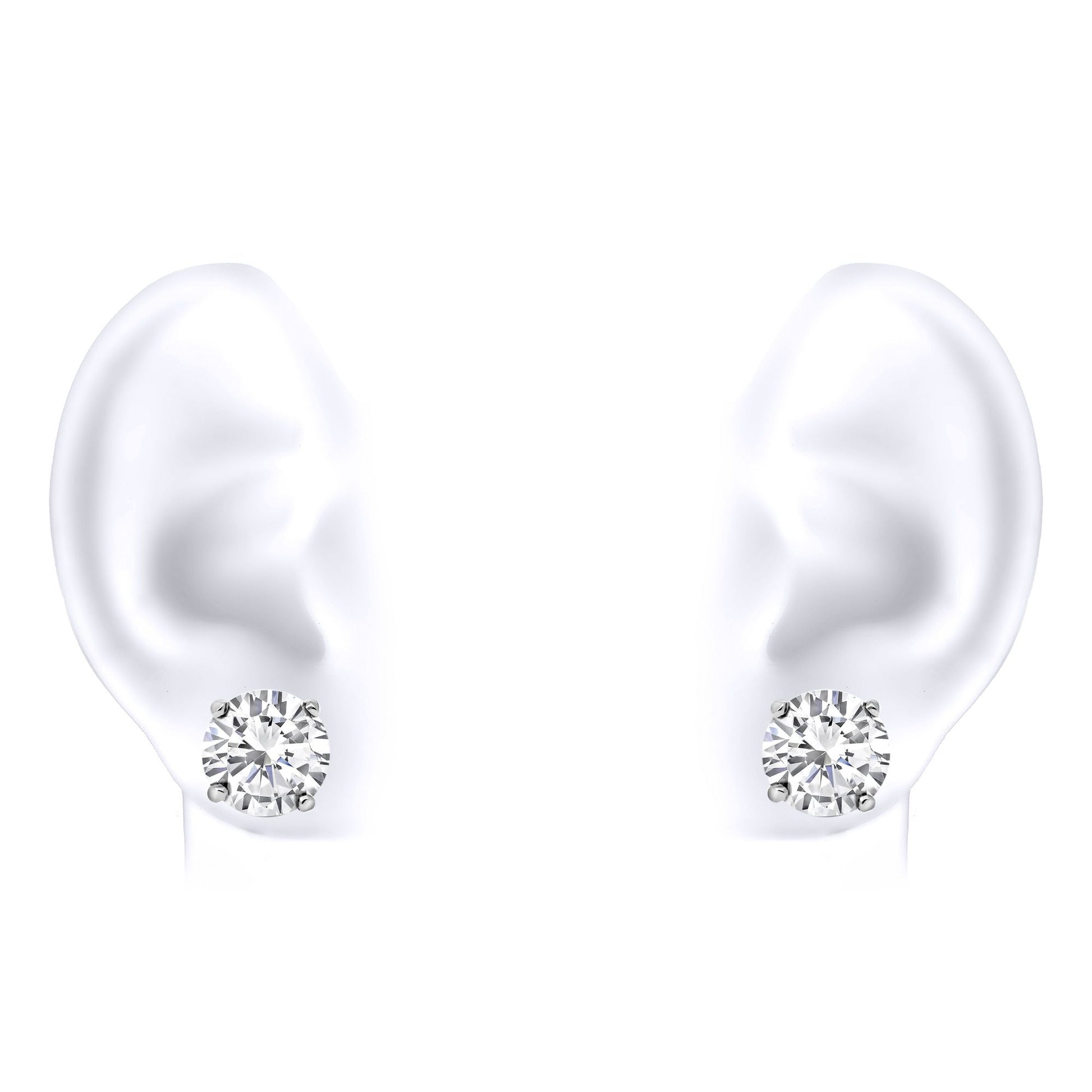 Silver  CZ 4 Claw Solitaire Stud Earrings 13mm 17.00cts - RD13