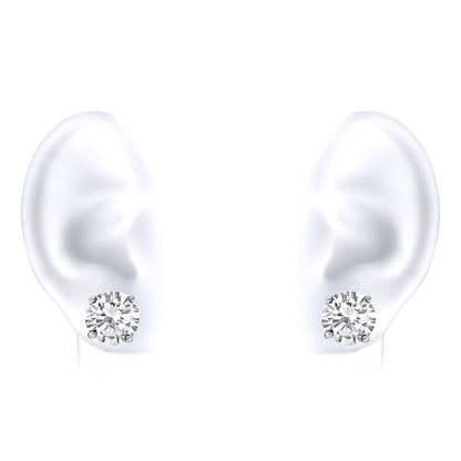 Silver  CZ 4 Claw Solitaire Stud Earrings 13mm 17.00cts - RD13