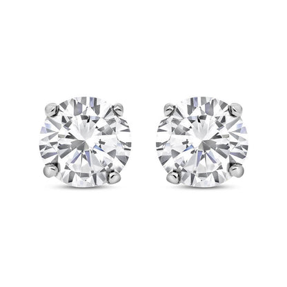 Silver  CZ 4 Claw Solitaire Stud Earrings 3mm 0.20cts - RD3