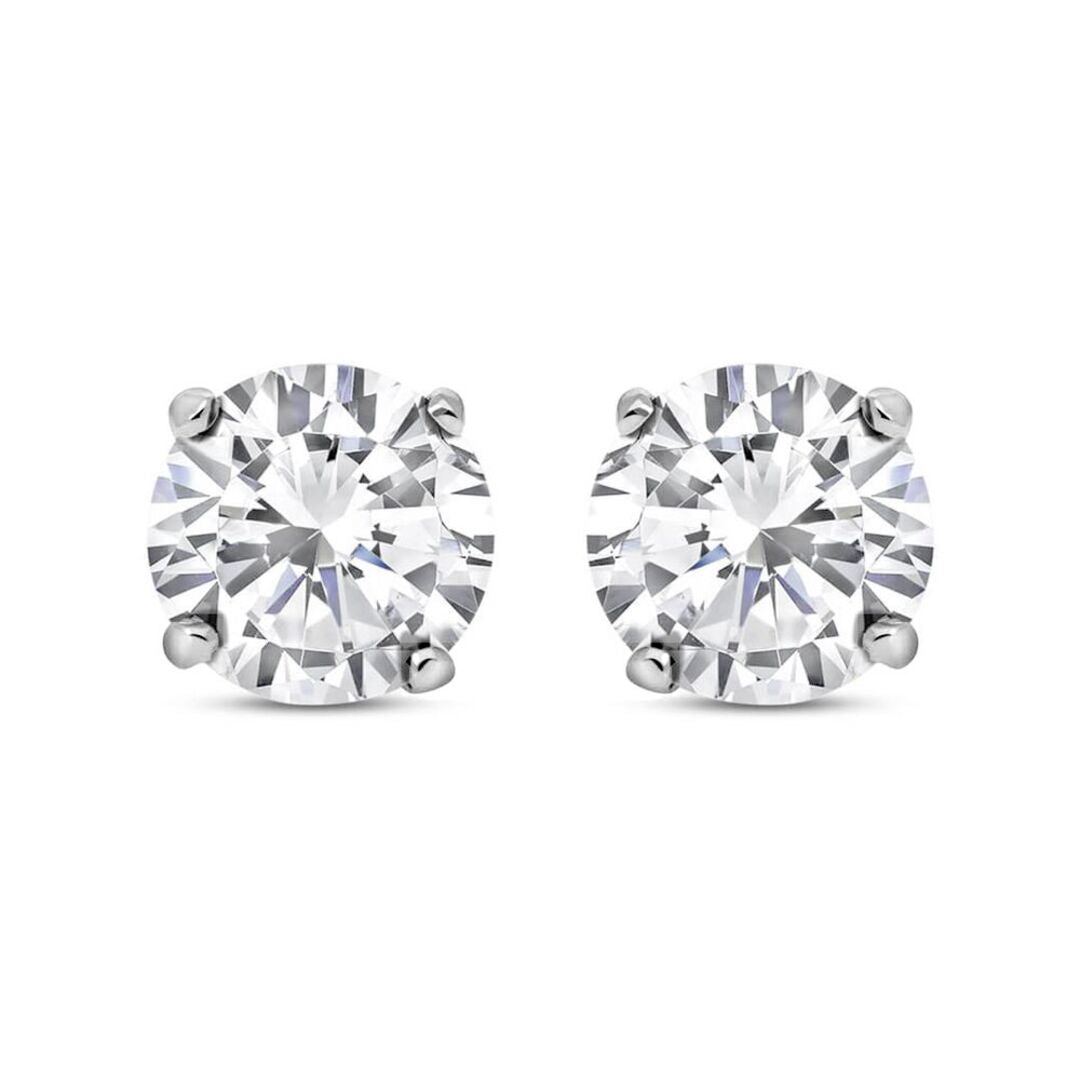 Silver  CZ 4 Claw Solitaire Stud Earrings 3mm 0.20cts - RD3