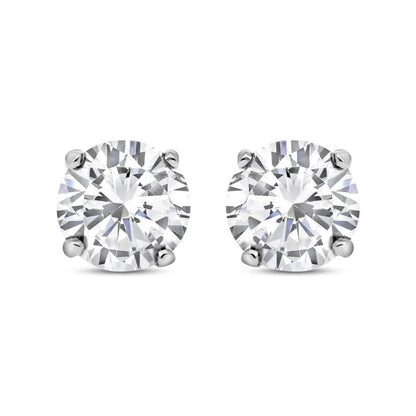 Silver  CZ 4 Claw Solitaire Stud Earrings 3mm 0.20cts - RD3