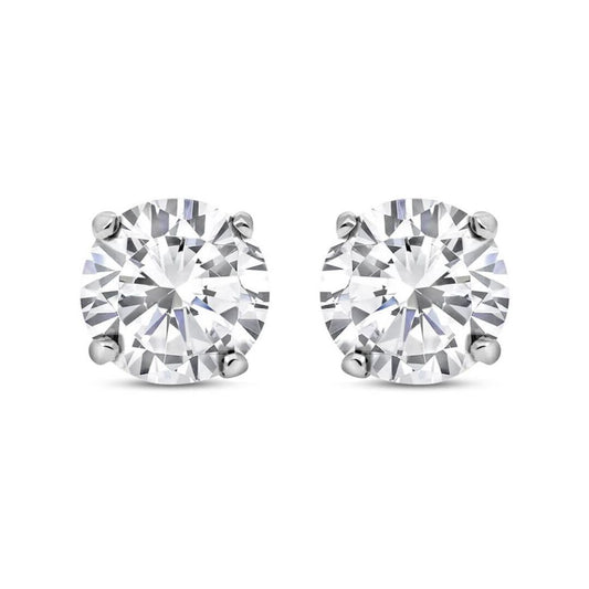 Silver  CZ 4 Claw Solitaire Stud Earrings 3mm 0.20cts - RD3
