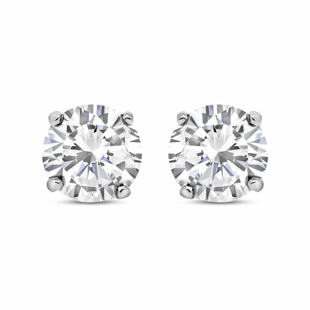 Silver  CZ 4 Claw Solitaire Stud Earrings 3mm 0.20cts - RD3
