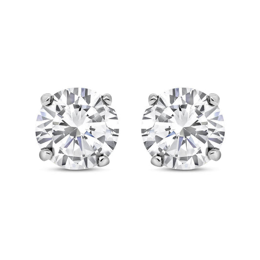 Silver  CZ 4 Claw Solitaire Stud Earrings 3mm - RD3