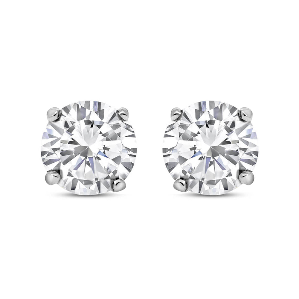 Silver  CZ 4 Claw Solitaire Stud Earrings 5mm - RD5