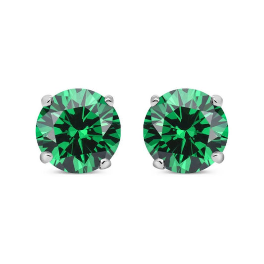 925 Sterling Silver  Green CZ 5mm Solitaire Stud Earrings 1.00ct - RD5EM
