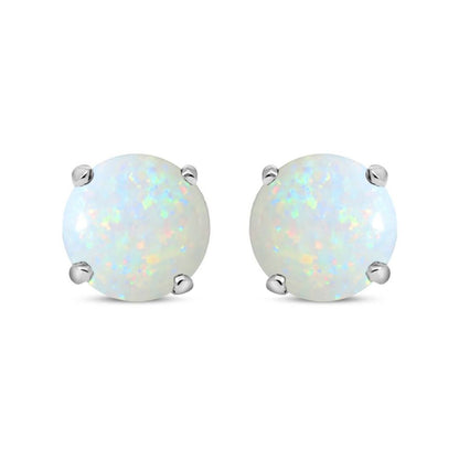 Silver  Rainbow Opal 5mm Solitaire Stud Earrings 1.00ct - RD5OPAL