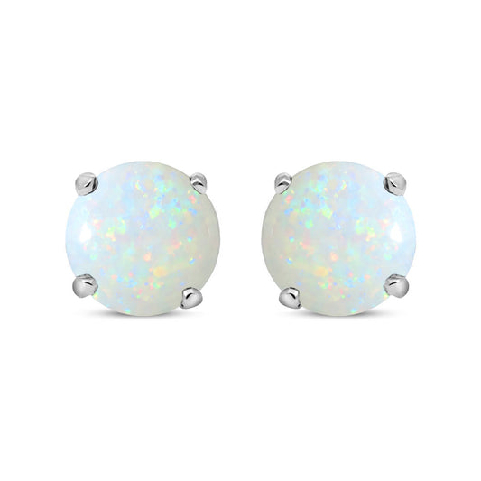 Silver  Rainbow Opal 5mm Solitaire Stud Earrings 1.00ct - RD5OPAL