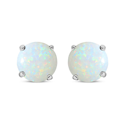 Silver  Rainbow Opal 5mm Solitaire Stud Earrings 1.00ct - RD5OPAL