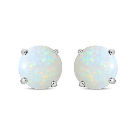 Silver  Rainbow Opal 5mm Solitaire Stud Earrings 1.00ct - RD5OPAL