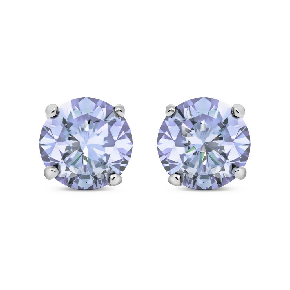 Silver  Lilac CZ Double Gallery Stud Earrings 5mm 1.00ct - RD5VIO