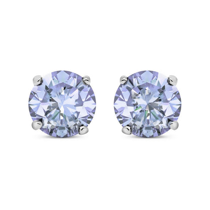 Silver  Lilac CZ Double Gallery Stud Earrings 5mm 1.00ct - RD5VIO