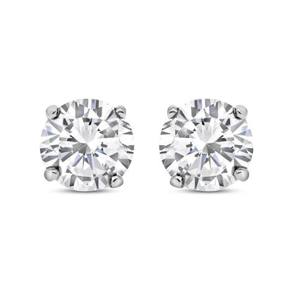 Silver  CZ 4 Claw Solitaire Stud Earrings 8mm 4.00cts - RD8