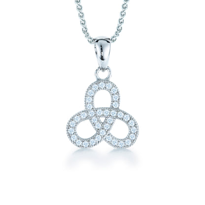 Sterling Silver  CZ Pretzel Charm Pendant Necklace 16>18 inch - RE16764