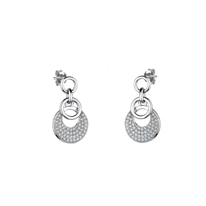 Sterling Silver  CZ Encrusted Loops Drop Earrings - RE17884