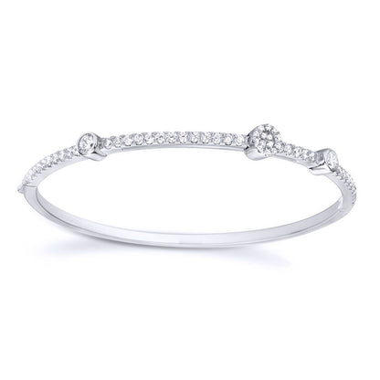 Sterling Silver  CZ Simple and Elegant One-Piece Bangle - RE29214