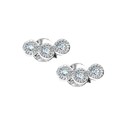 Sterling Silver  CZ Trilogy Illusion Set Stud Earrings - RE40124