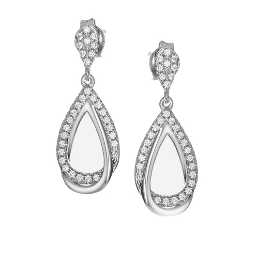 Sterling Silver  CZ Entangled Tears of Joy Drop Earrings - RE41904