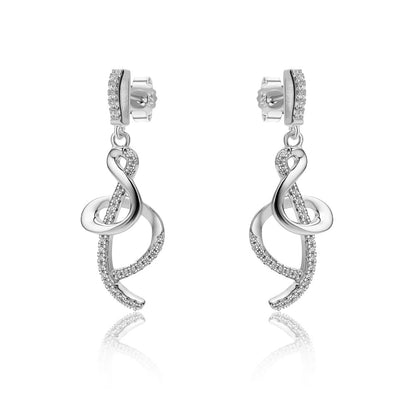 Sterling Silver  CZ Ampersand Style Twist Drop Earrings - RE46624