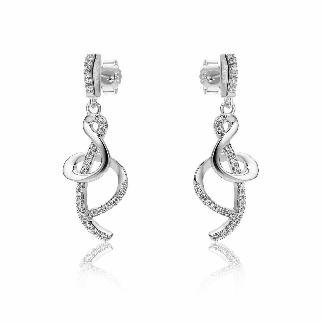 Sterling Silver  CZ Ampersand Style Twist Drop Earrings - RE46624