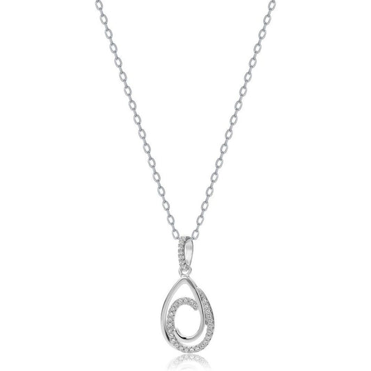 Sterling Silver  CZ Twirling Tears of Joy Charm Necklace 18 inch - RE46634
