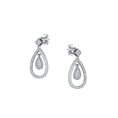 Sterling Silver  CZ Pear in a Pear Drop Earrings - RE8254