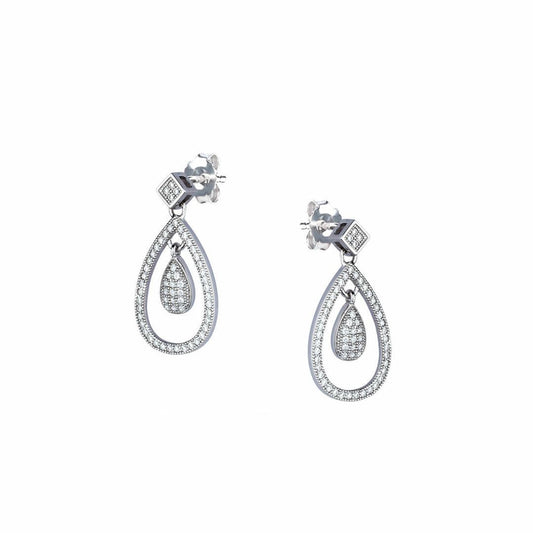 Sterling Silver  CZ Pear in a Pear Drop Earrings - RE8254