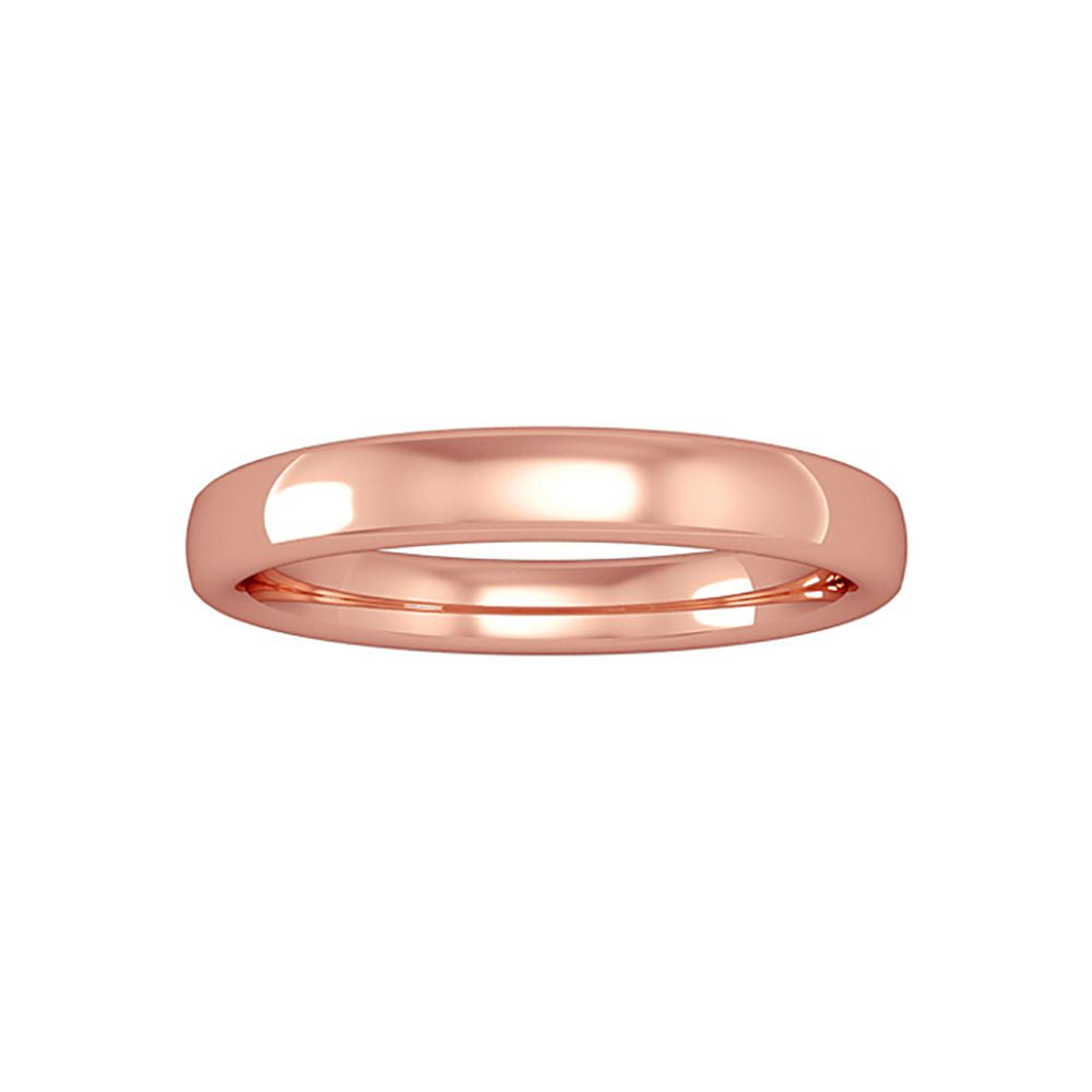 18ct Rose Gold  Bombe Court Band Wedding Ring 3mm - RNR02030009