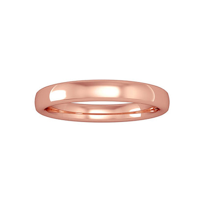 18ct Rose Gold  Bombe Court Band Wedding Ring 3mm - RNR02030009