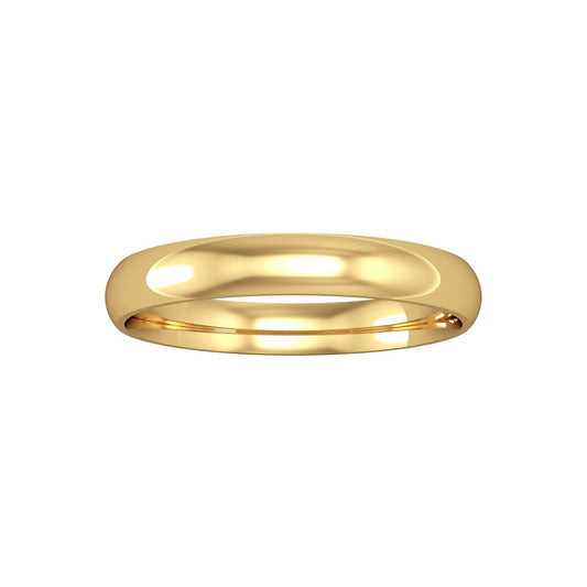 9ct Gold  3mm Light Court Wedding Band Commitment Ring - RNR02430L