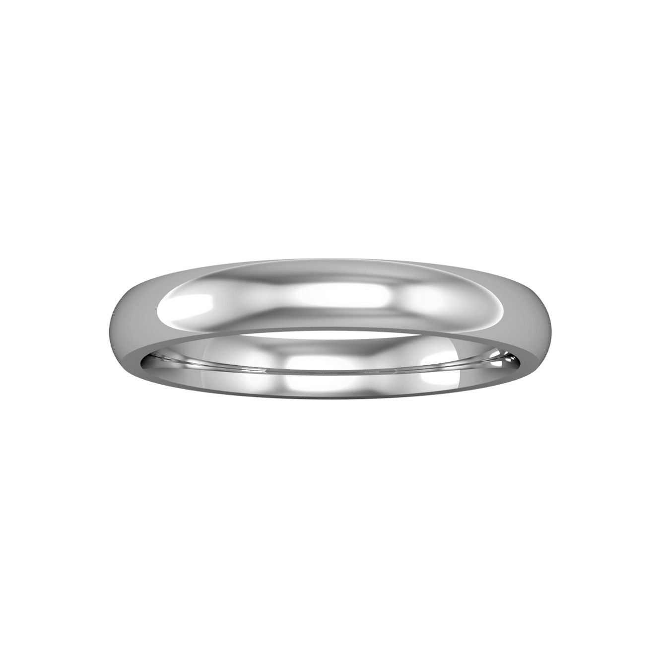 9ct White Gold  3mm Court-Shaped Wedding Band Commitment Ring - RNR02530