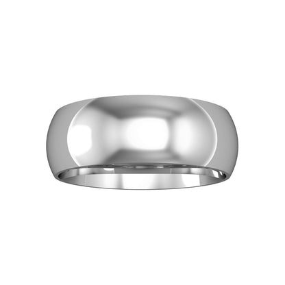 9ct White Gold  7mm Essential Court Wedding Band Commitment Ring - RNR02534