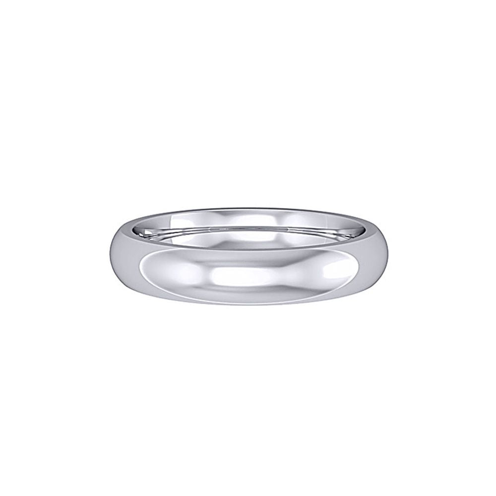 18ct White Gold  4mm Court-Shaped Wedding Band Commitment Ring - RWNR0234XX