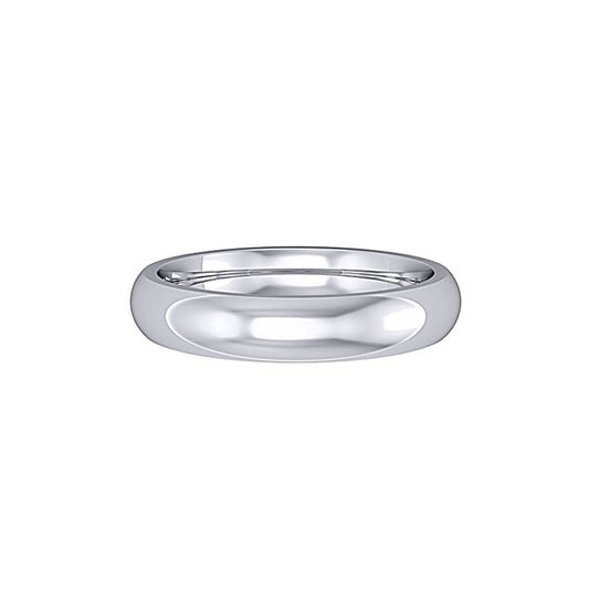 18ct White Gold  4mm Court-Shaped Wedding Band Commitment Ring - RWNR0234XX