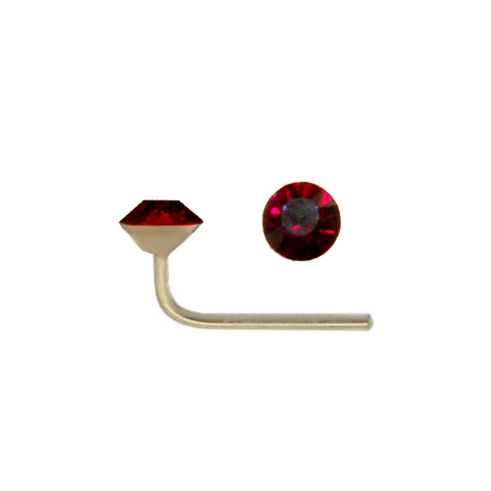 9ct Gold  Red Crystal CZ set Nose Stud FBA - RedNoseStud