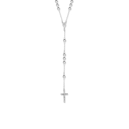 Sterling Silver  Disco Ball Rosary Beads Necklace 7mm 28 inch - SBB004-28