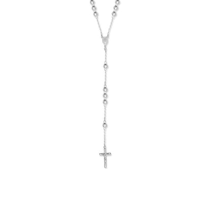 Sterling Silver  Disco Ball Rosary Beads Necklace 7mm 28 inch - SBB004-28