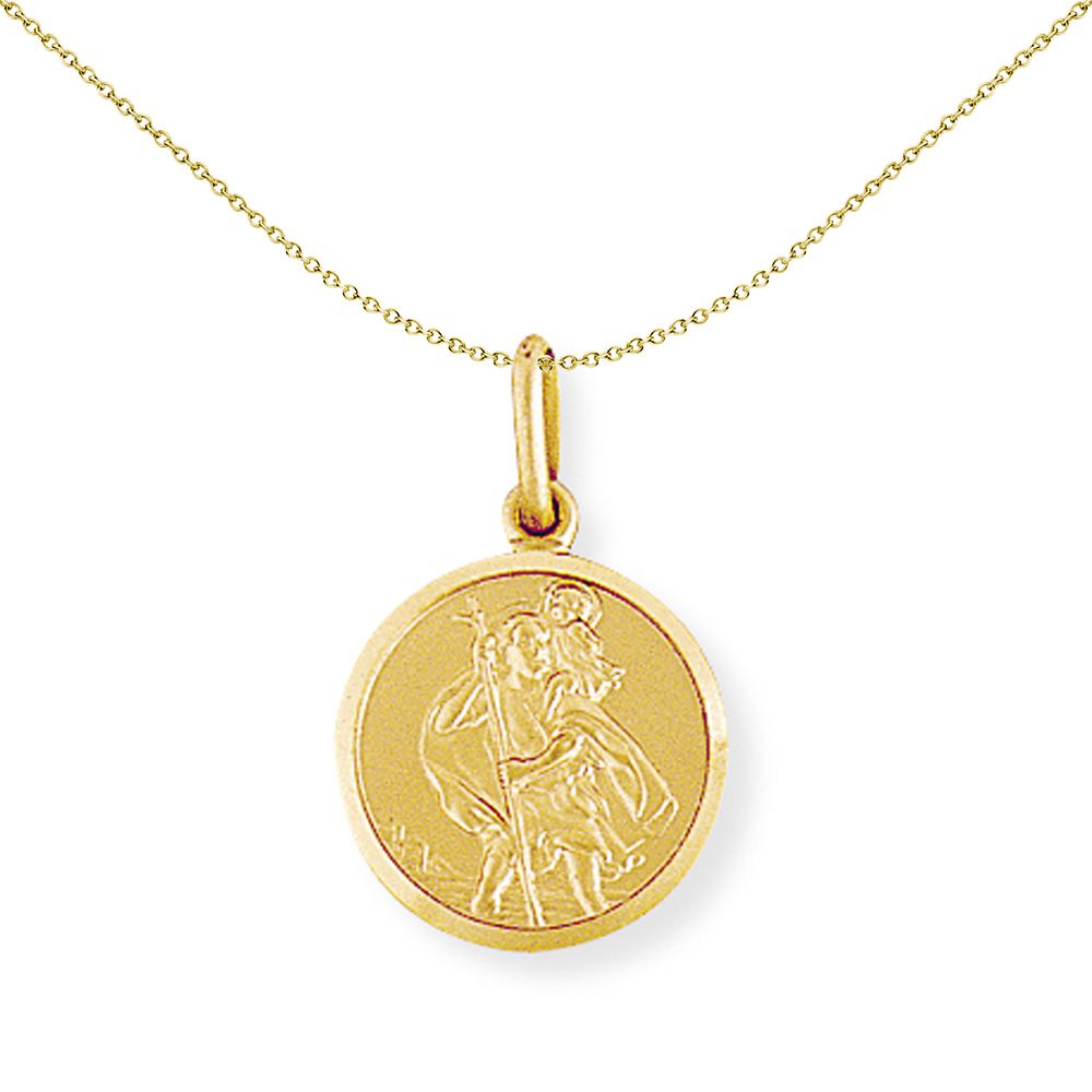 9ct Gold  St. Christopher Medallion Charm Pendant - 14x21mm - SCNR02003