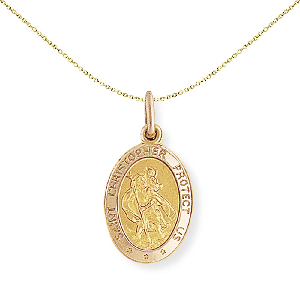 9ct Gold  Oval St. Christopher Medallion Pendant - 12x26mm - SCNR02031