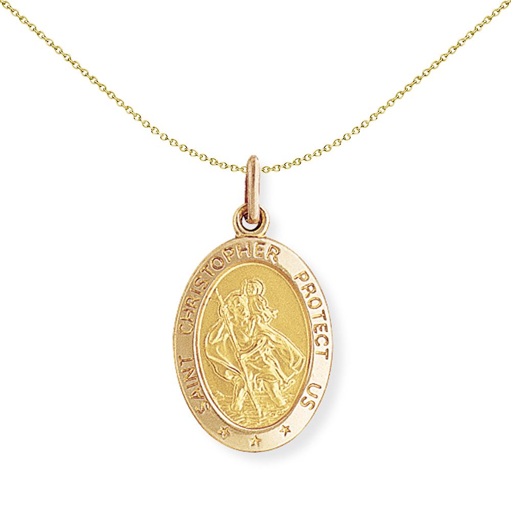 9ct Gold  Oval St. Christopher Medallion Pendant - 16x30mm - SCNR02032