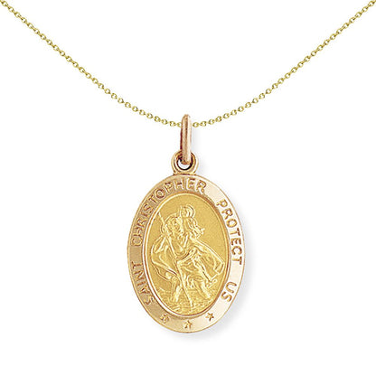 9ct Gold  Oval St. Christopher Medallion Pendant - 16x30mm - SCNR02032