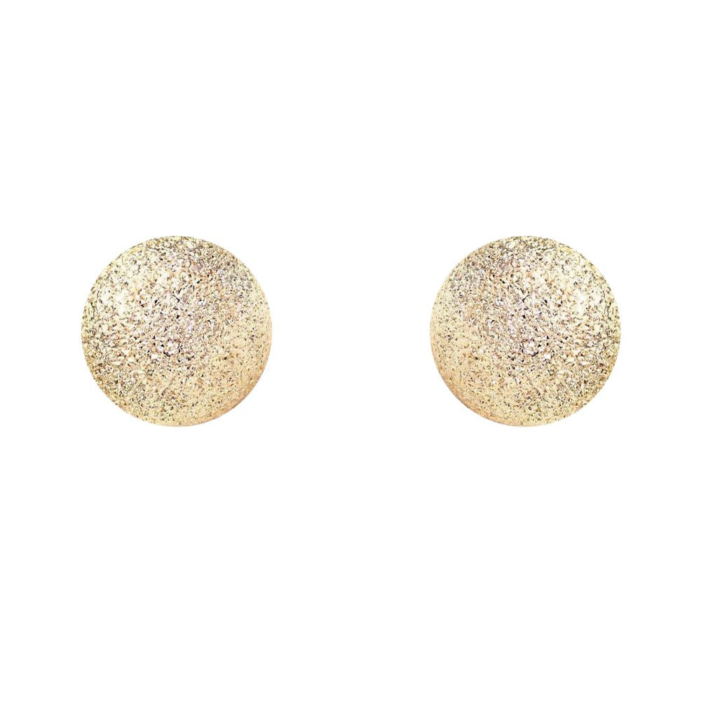Ladies 9ct Gold  Moondust Frosted Ball Stud Earrings - 6mm - SENR02208