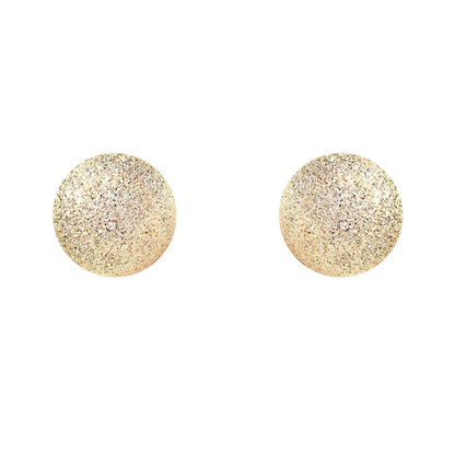 Ladies 9ct Gold  Moondust Frosted Ball Stud Earrings - 6mm - SENR02208