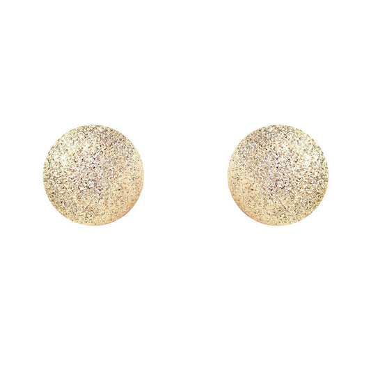Ladies 9ct Gold  Moondust Frosted Ball Stud Earrings - 6mm - SENR02208
