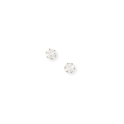Ladies 9ct Gold  CZ 6 Claw Stud Earrings - 4mm - SENR02304