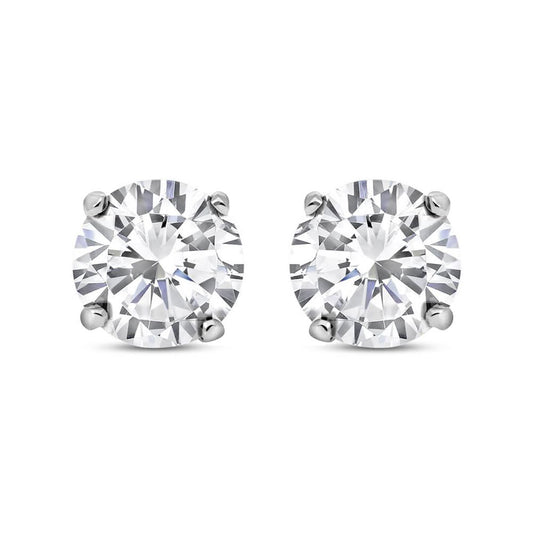 Ladies 9ct White Gold  CZ 4 Claw Stud Earrings - 7mm - SENR02407