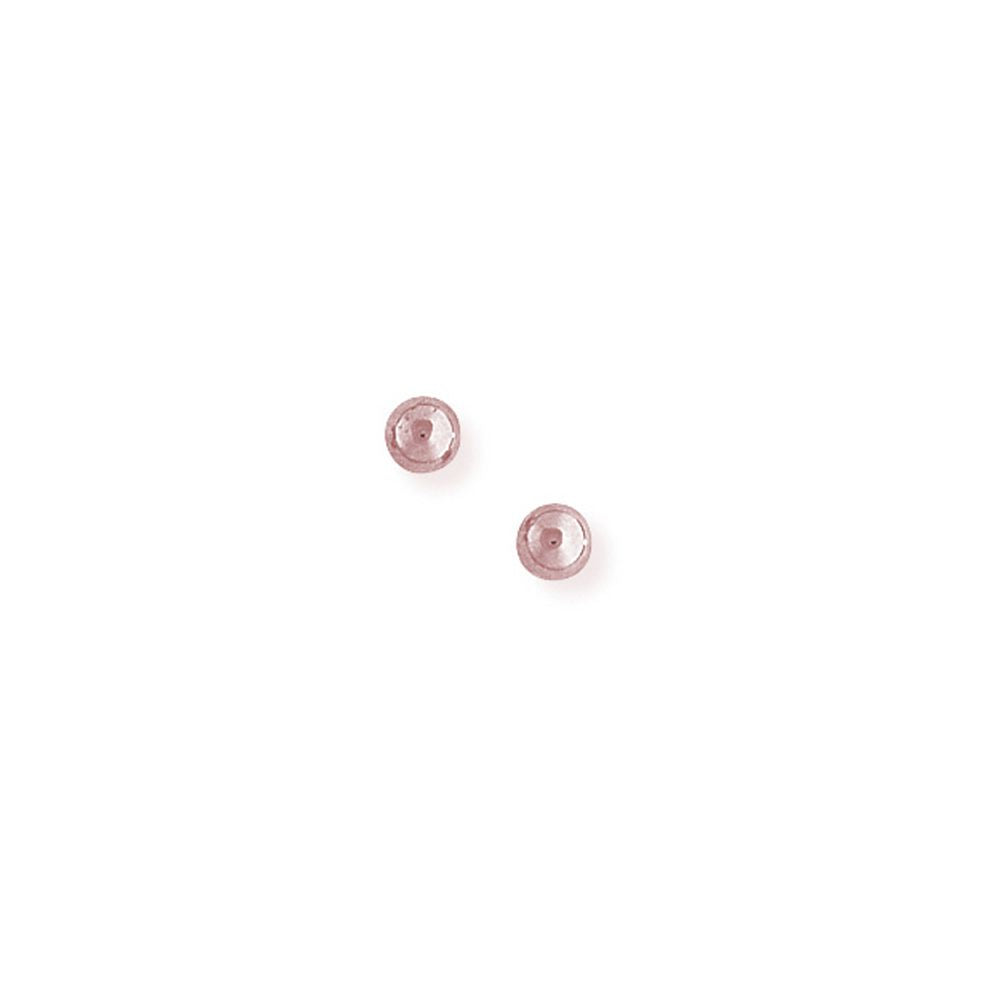 Ladies 9ct Pink Rose Gold  3D Round Bead Ball Stud Earrings - 4mm - SENR02504