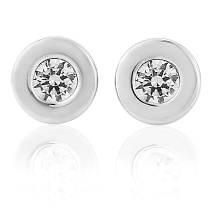 Ladies 9ct White Gold  CZ Donut Ring Stud Earrings 5mm - SENR02552